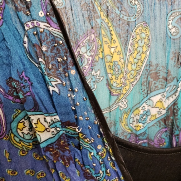 Bohemian V Christina Blue Top w/Lace Small NWOT - Picture 7 of 8